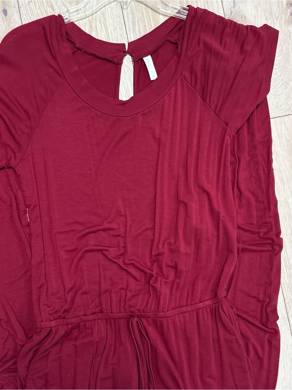 Women’s Burgundy Short-Sleeve Jumpsuit